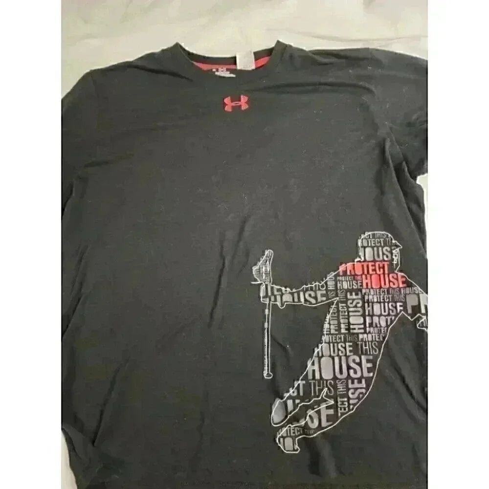 Under Armour Men's Heat Gear XL Black  Shirt‎ Black Protect This House Nice A35